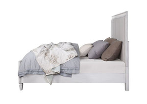 Katia - Queen Bed - Gray Linen & White Finish