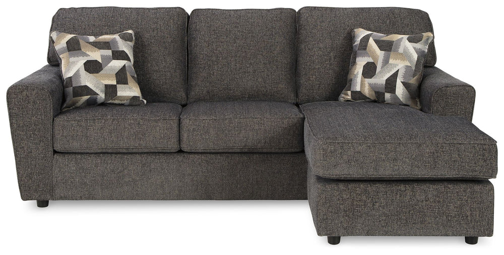 Revamp your sleekly styled living room sanctuary with this sofa chaise. Well-suited to contemporary spaces with a calming neutral upholstery in slate gray, it makes a subtle design statement in your space whether youâ€™re hosting guests or enjoying a nigh