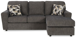Revamp your sleekly styled living room sanctuary with this sofa chaise. Well-suited to contemporary spaces with a calming neutral upholstery in slate gray, it makes a subtle design statement in your space whether youâ€™re hosting guests or enjoying a nigh