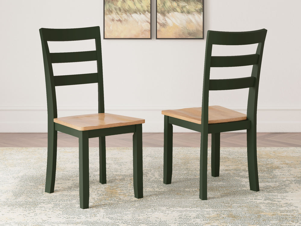 Complement your homeâ€™s simply relaxed sensibility with this dining chair. A charming green hue offers a chic contrast to the natural wood tone, for a casual look that vibes well with a variety of aesthetics. Its hard, contoured seat design prioritizes b
