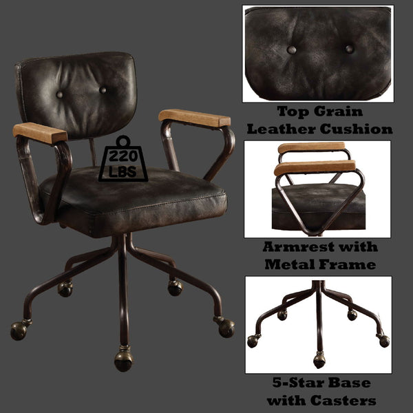 Hallie - Executive Office Chair - Vintage Black Top Grain Leather