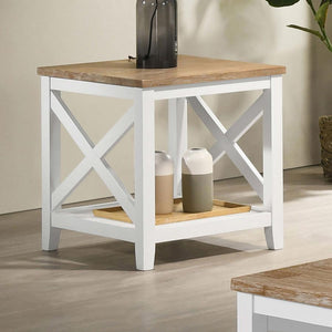  the versatile side table adds inviting style as it provides an ideal spot for a lamp or vase of flowers. Its two-ton