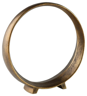 A modern take on classic geometric design, this sculpture rounds out your decor in sleek style. The antiqued brass-tone finish has a rustically luxe look that remains versatile, suiting spaces from contemporary to casual.<br/><br/><b>Product Features</b><