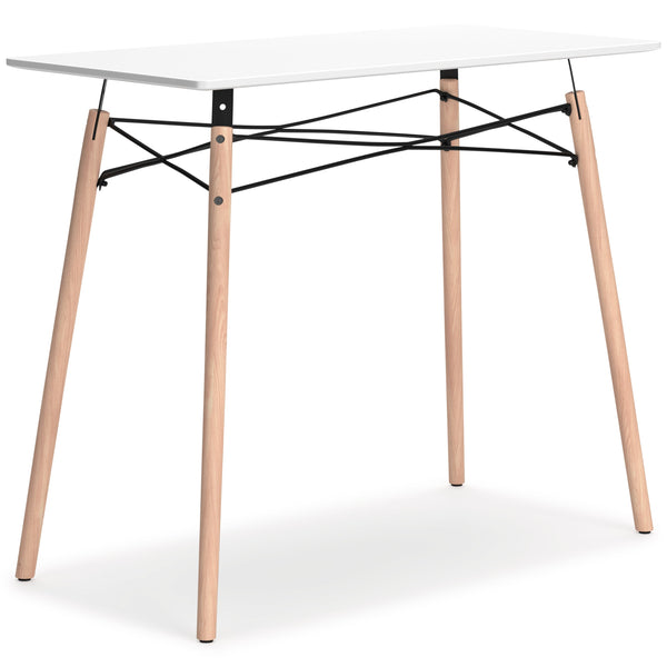 A contemporary take on a classic look, this home office desk adds a touch of artistic flair to your at-home work experience. It-'s designed with small space living in mind, and is perfect for small apartments and dorms. With its painted white top, black m