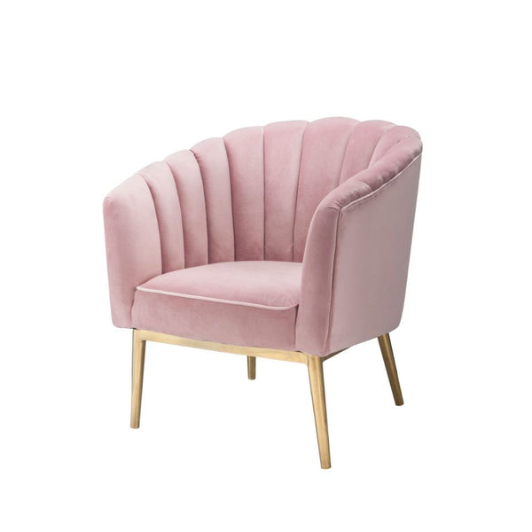  the Colla accent chair is the embodiment of elegance. The thick padded velvet cushion with straight-lined detailing offers superior coziness. Available in pink and blue velvet cushion it is ideal for reading a book 