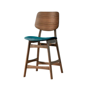 The Oscar Mid-Century Modern Counter Height Dining Chairs (Set of Two) offer a perfect blend of style and practicality for your dining space. Crafted from solid Rubberwood and Walnut veneers, these counter height chairs are built to last, with reinforcing
