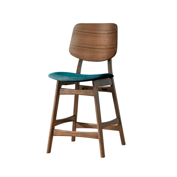 The Oscar Mid-Century Modern Counter Height Dining Chairs (Set of Two) offer a perfect blend of style and practicality for your dining space. Crafted from solid Rubberwood and Walnut veneers, these counter height chairs are built to last, with reinforcing