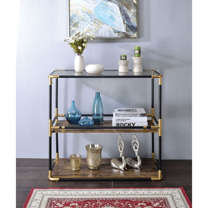  Rectangular Console Table Storage: 2 Open Compartments (2 Wooden Shelf/Open Back) CONSTRUCTION Glass Top: 5mm Smoky Tempered Glass