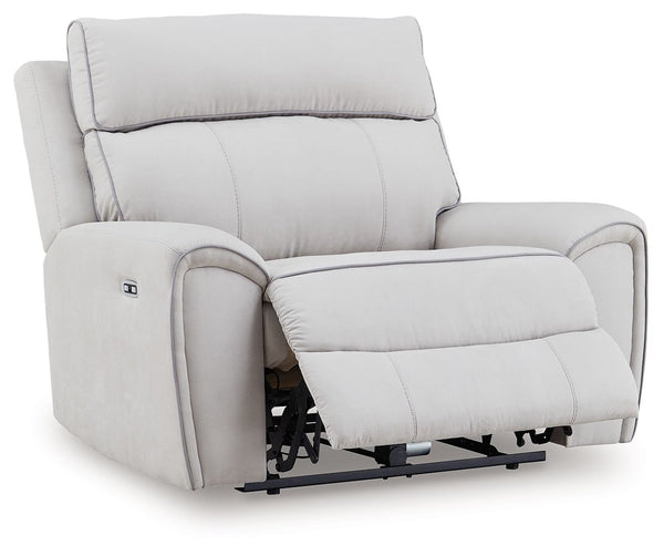  this power recliner is utterly in vogue. You-'ll love its indulgent cushions and contemporary bustle back styling. The sumptuous fabric