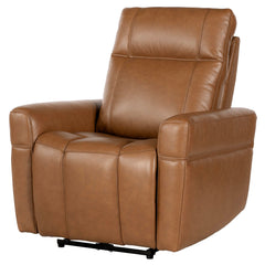 Discover Bradford, a comfortable zero-gravity power recliner with an adjustable headrest. Its stylish top-grain leather, double-piped seams on the arms, and single-piped seams on the footrest give this recliner an upscale look. With USB and USB-C ports on