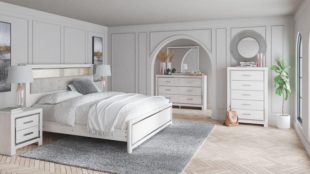 Altyra - 8 Pc. - Dresser, Mirror, Chest, Queen Panel Bookcase Bed, 2 Nightstands - White