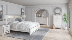 Altyra - 8 Pc. - Dresser, Mirror, Chest, Queen Panel Bookcase Bed, 2 Nightstands - White