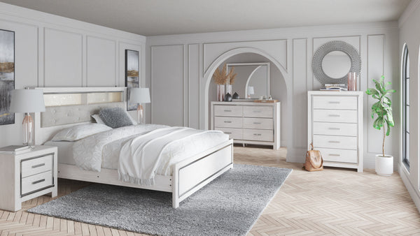 Altyra - 8 Pc. - Dresser, Mirror, Chest, Queen Panel Bookcase Bed, 2 Nightstands - White