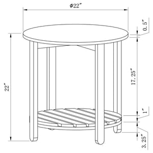 Fowler - 1-Shelf Round Engineered Wood Coffee Table - Natural