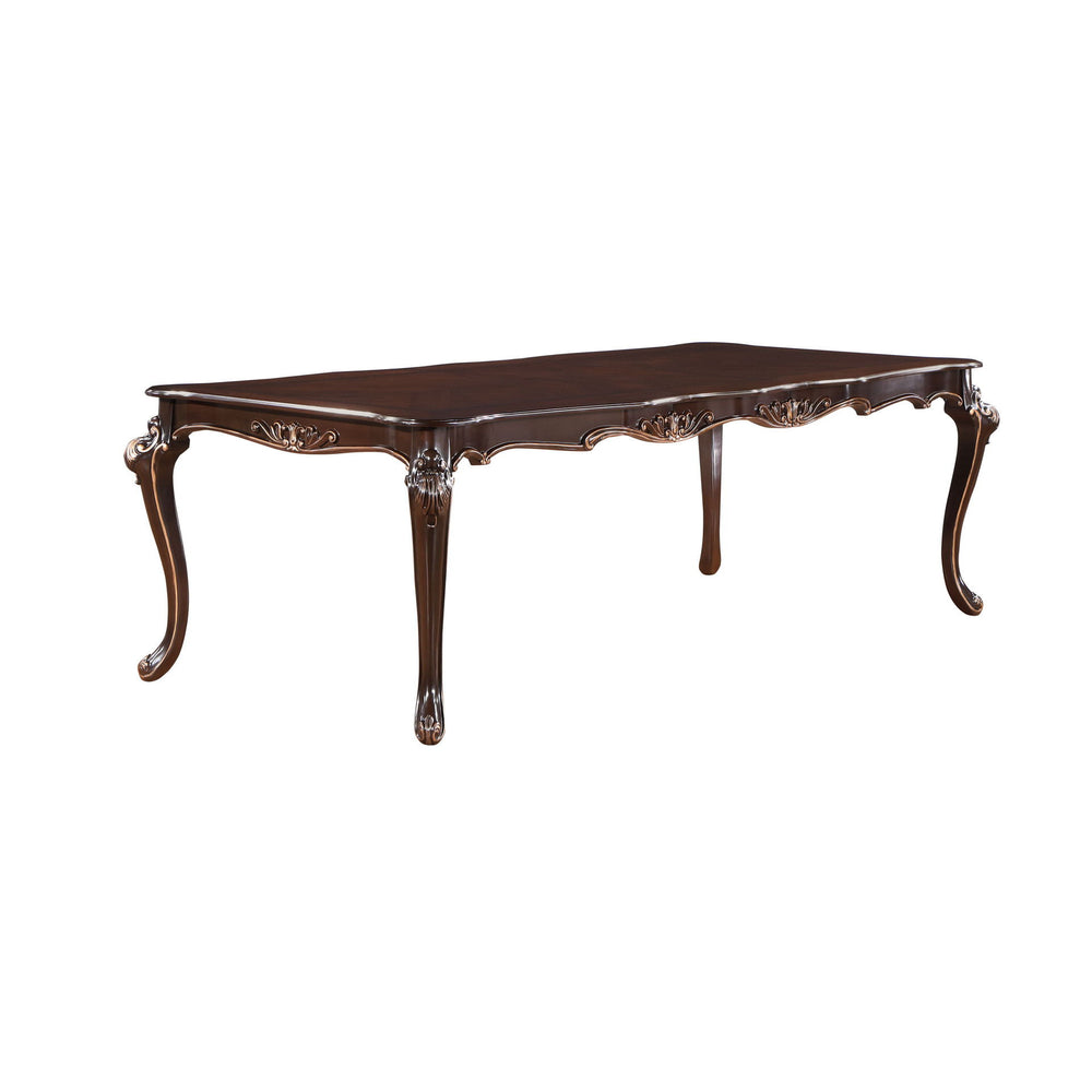 The Royal Classics Constantine Dining Table in cherry is a masterful blend of heirloom quality and timeless design, making it the perfect centerpiece for your dining room. Crafted from solid pine and premium fancy face birch veneers, this table is built t