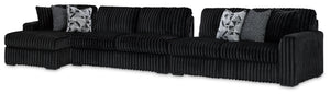 Wrapped in luxuriously soft jumbo corduroy, this sectional with chaise takes cozy and inviting to a higher level. The sumptuous piece is perfect for unwinding after a long day, with exceptionally textured cushions that deliver pure indulgence. Now all you