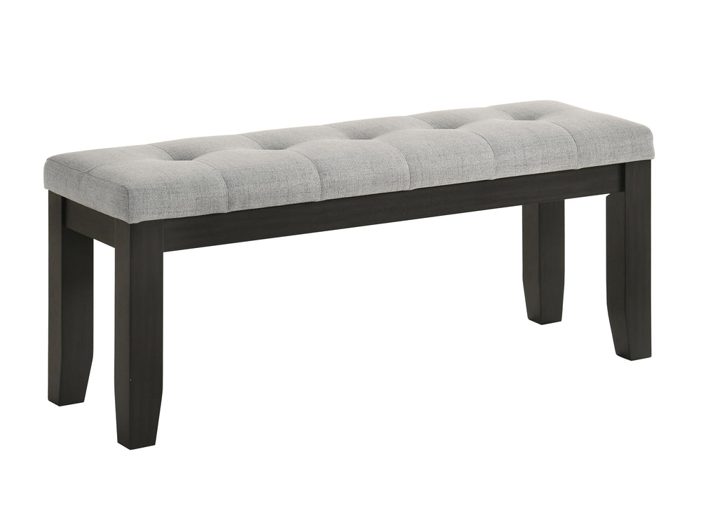 This dining group effortlessly combines farmhouse warmth with modern sophistication, creating a captivating focal point for any dining space. The table features a rich, two-tone design with a beautifully finished wood top and contrasting dark legs, delive