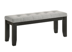 This dining group effortlessly combines farmhouse warmth with modern sophistication, creating a captivating focal point for any dining space. The table features a rich, two-tone design with a beautifully finished wood top and contrasting dark legs, delive