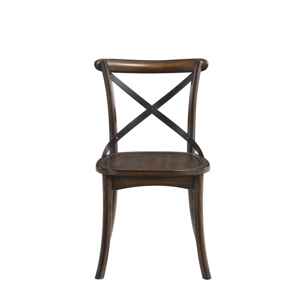 The Kaelyn chairs with intricate design will be a great completion to any dining collection. Adorable x-shaped metal accent on the backrest adds special mid-century flair to the overall design of this dining chair. It-'s featured in wooden seats with flar