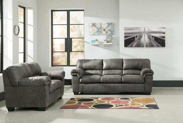 Everyone can have the best seat in the house with this sofa and loveseat. An indulgent choice with deep seats crafted for cloud-like softness, this set is the ideal merger of modern flair and classic staying power. <h4><b>Bladen - Slate - Sofa</b></h4> <t