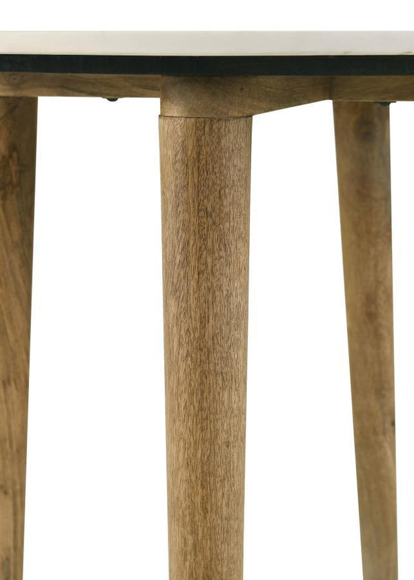 Aldis - Round Marble Top Coffee Table - White And Natural