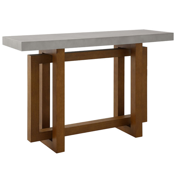  a perfect blend of industrial chic and rustic elegance. Featuring a striking faux concrete finish table top and a robust wooden base