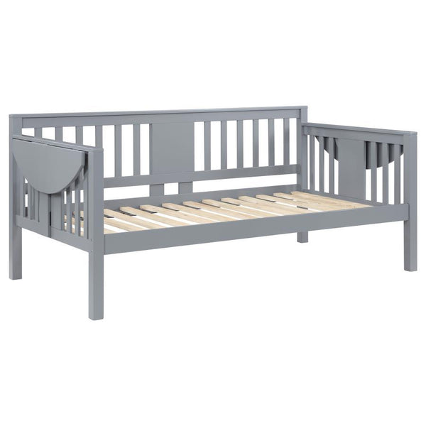 Bethany - Wood Twin Daybed With Drop - Down Tables - Gray