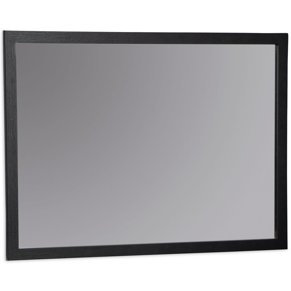 Sophisticated style for the savvy shopper. This mirror prioritizes affordable, on-trend design. Its subtle replicated texture recalls the natural beauty of wood, while a matte black finish savvily suits different approaches to modern aesthetics. Mix and m
