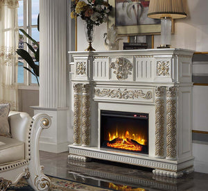 Classy meets functional in this Vendom fireplace. This unit is finished in antique pearl and features beautiful carvings for a traditional look. It features realistic flame and amber effects to create the perfect cozy night in. The flame effects can be us