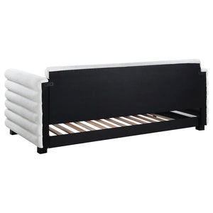 Patricia - Boucle Upholstered Twin Day Bed With Trundle - White