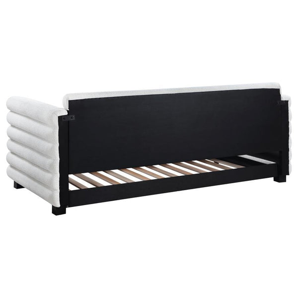 Patricia - Boucle Upholstered Twin Day Bed With Trundle - White
