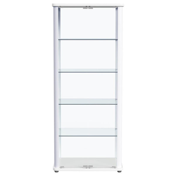 Aero - 5-Shelf Display Curio Cabinet With LED Lighting - White