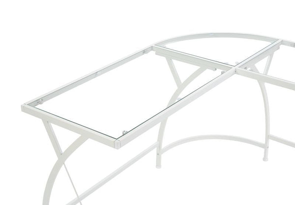 Janison - Desk - Clear Glass & White Finish