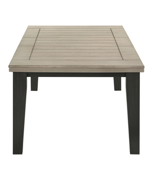  two-tone design with a beautifully finished wood top and contrasting dark legs