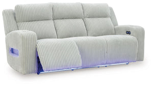 Forest Lake - Alloy - Power Reclining Sofa With Adj Headrest