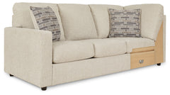 This left-arm facing sofa with corner wedge is made with polyester upholstery. Pairs with other items in the series to make a sectional.<br><br><b>Additional Dimensions</b><br><ul><li>Arm height: 25-"</li><li>Seat height: 19-"</li><li>Top of cushion to to