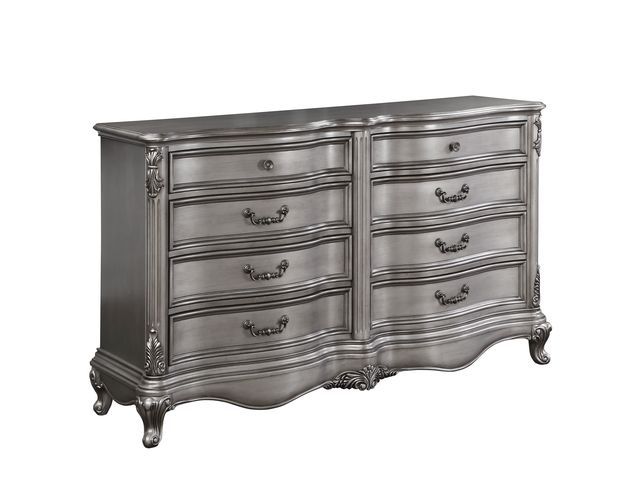 Create the feel of a European chateau in your bedroom with the Ausonia collection. Gathering inspiration from vintage Rococo design, featuring intricate carvings that embody the period. The wingback headboard is a classic design is accented with crystal-l