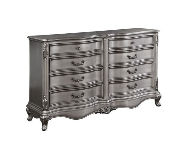 Create the feel of a European chateau in your bedroom with the Ausonia collection. Gathering inspiration from vintage Rococo design, featuring intricate carvings that embody the period. The wingback headboard is a classic design is accented with crystal-l