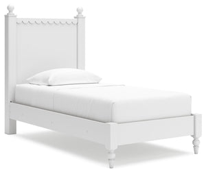 Make morning or bedtime that much more magical with this twin panel bed. Charmingly cute with its scalloped detailing, it appeals to both her sense of playful whimsy and your love for modern design. And the bed-'s crisp white finish gives you the versatil
