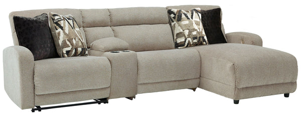 Delightfully modern. Exceptionally comfortable. When it comes to modular furniture with easy-elegant appeal, itâ€™s hard to beat this power reclining sectional. Wrapped in a decadently plush stone-tone fabric for neutral versatility, this chic sectional i