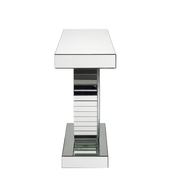  Rectangular Console Table Beveled Mirrored Finish