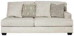 This right-arm facing sofa is made with polyester upholstery. Pairs with other items in the series to make a sectional.<br><br><b>Additional Dimensions</b><br><ul><li>24-" Toss Pillow: 0-"</li><li>Arm height: 25-"</li><li>Leg height: 3-"</li><li>Minimum w