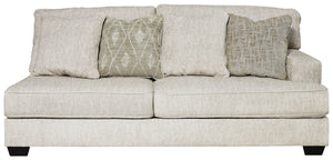This right-arm facing sofa is made with polyester upholstery. Pairs with other items in the series to make a sectional.<br><br><b>Additional Dimensions</b><br><ul><li>24-" Toss Pillow: 0-"</li><li>Arm height: 25-"</li><li>Leg height: 3-"</li><li>Minimum w
