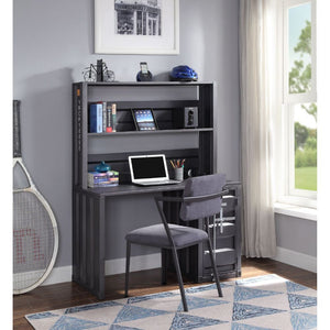 The Cargo computer desk and hutch have a industrial look and ample space that makes it perfect for your dorm, bedroom, or home office. This computer desk constructed of durable iron metal in a crisp gunmetal painted finish. It has a top compartment as wel