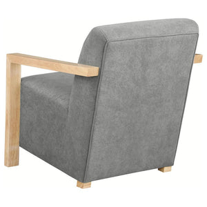 Diego - Upholstered Accent Arm Chair With Wood Arms - Gray