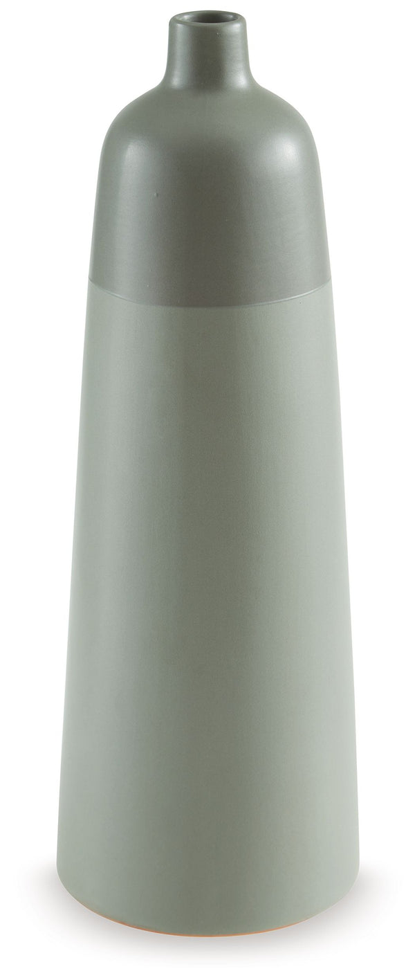 This richly glazed ceramic vase makes a striking centerpiece, either by itself or filled with dried or faux florals. Its simply beautiful shape and organic green hues complement your naturally superb sense of style.<br/><br/><b>Product Features</b><ul><li