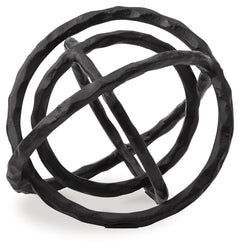This sculpture brings contemporary art full circle. Interlocking metal rings in a black finish add an art gallery touch for a console table, bookshelf or mantel.<br/><br/><b>Product Features</b><ul><li>Made of cast aluminum</li><li>Black finish</li></ul><