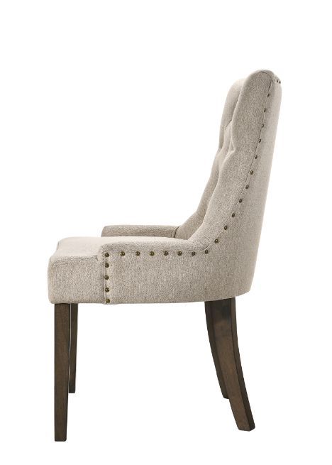 Farren - Side Chair (Set of 2) - Beige Fabric & Espresso Finish