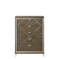 5 Drw Drawer: Embossed Fronts,GLIDE) Side Metal (2/3 Ext.), DOVETAIL) English Front & Back, Lined Paper Veneer (NO FELT), Safety Stop, Manual-Close, Hardware: Single Pull Metal Knob CONSTRUCTION] Wooden Case-Leg: Wood (Rbw), MDF, PB, Mirrored Beveled Trim