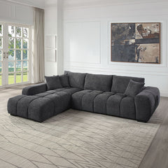 Chosen - Sectional Sofa With 3 Pillows - Gray<br/><br/><b>Product Features</b><ul><li>Sectional Sofa</li><li>KD Leg</li><li>Tight Seat & Loose Back Cushion</li><li>Seat Construction: Pocket Coil</li><li>Wooden Inner Frameâ€¢Removable Back Cushion Cover</l